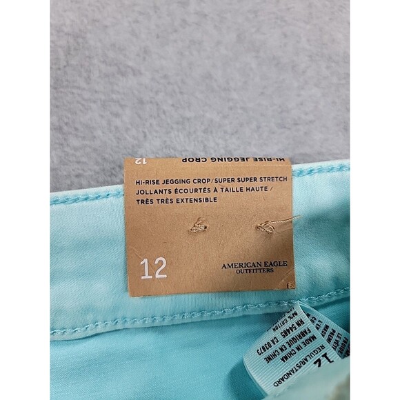 American Eagle Jeggings Womens 12 30x24 Crop Robin Egg Blue Mid High Stretch NEW - Picture 12 of 16